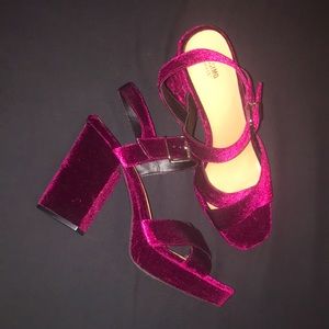Size 11, velvet platform chunky heels